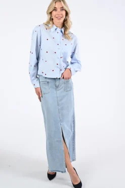 Geisha 56013-10 Rok recht lang Blue denim