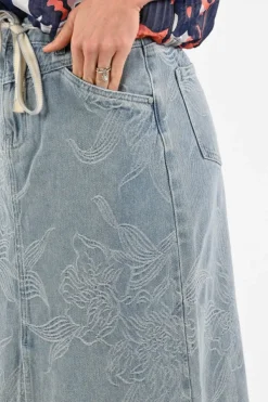 Geisha 66000-10 Rok recht lang Light blue denim