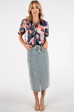 Geisha 66000-10 Rok recht lang Light blue denim