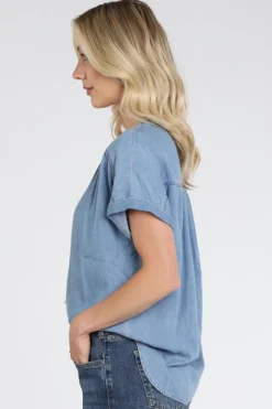Geisha SUZE Blouse korte mouw Blue denim