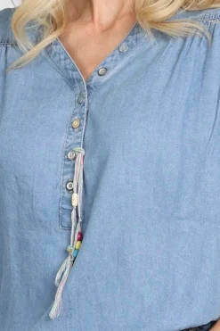Geisha SUZE Blouse korte mouw Blue denim