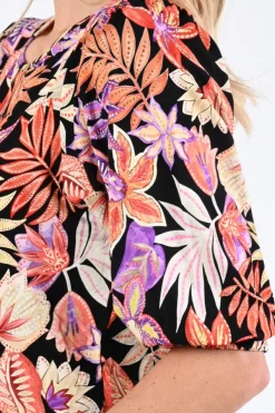 Geisha 52137-60 T-shirt driekwart mouw Koraal