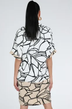 Joseph Ribkoff 261087 Jurk korte mouw Zand
