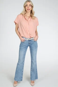Knit-Ted 261p157 lotus Blouse korte mouw Perzik