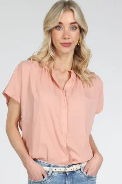 Knit-Ted 261p157 lotus Blouse korte mouw Perzik