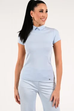 Marc Cain AA 48.55 J14 T-shirt korte mouw Licht blauw