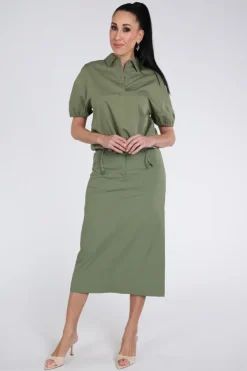 Marc Cain AS 51.21 W80 Blouse korte mouw Olijf