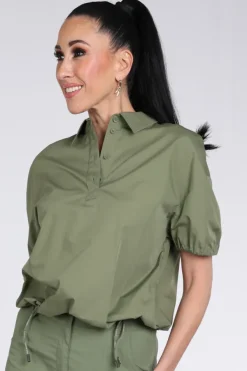 Marc Cain AS 51.21 W80 Blouse korte mouw Olijf