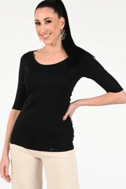 Marc Cain +E 48.69 J14 T-shirt korte mouw Zwart