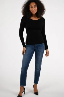Marc Cain +E 48.35 J03 T-shirt lange mouw Zwart