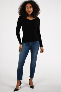 Marc Cain +E 48.35 J03 T-shirt lange mouw Zwart