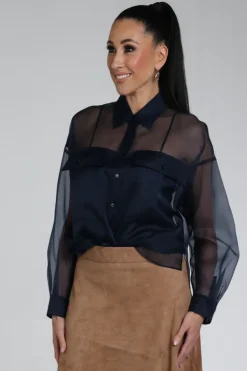 MaxMara colomba mm100035 Blouse lange mouw Marine