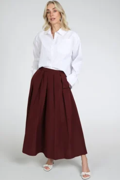 MaxMara Curvato mm10197 Rok wijd lang Bordeauxrood