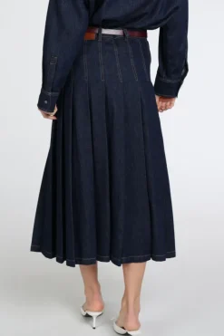 MaxMara Dovale mm10510 Rok wijd lang Dark blue denim