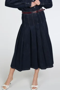 MaxMara Dovale mm10510 Rok wijd lang Dark blue denim