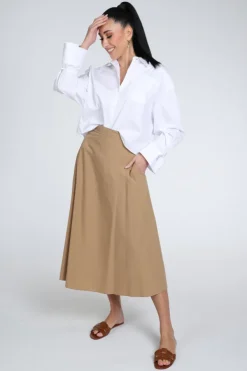 MaxMara zattera mm10406 Rok wijd lang Zand
