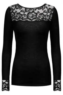 MEY Wool Love66015 T-shirt long sleeve zwart