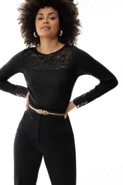 MEY Wool Love66015 T-shirt long sleeve zwart