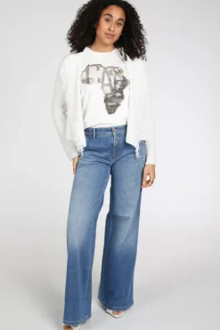 Monari 410142 T-shirt korte mouw Off white