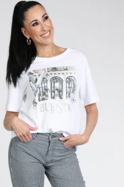 Monari 409674 T-shirt korte mouw Wit