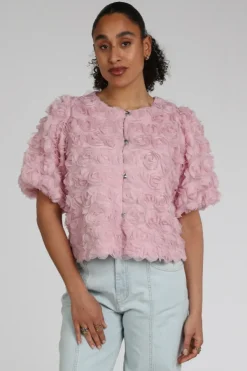 Neo Noir Aisa Flower blouse Blouse korte mouw Roze