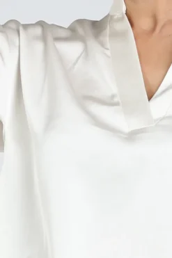 Neo Noir Anelle heavy sateen Blouse korte mouw Off white