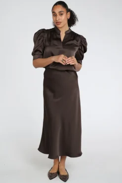 Neo Noir Bovary skirt Rok wijd lang Donker bruin