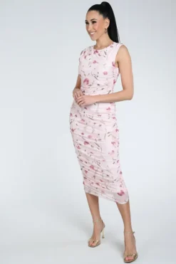 Neo Noir Corilina artist mesh Jurk mouwloos Roze