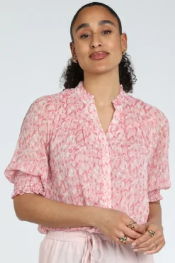Neo Noir Diana Blurred blouse Blouse korte mouw Roze