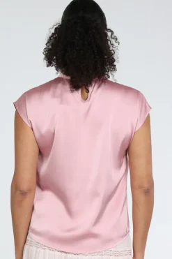 Neo Noir Fleur Drapy Satin blouse Top Licht roze