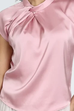 Neo Noir Fleur Drapy Satin blouse Top Licht roze