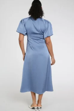 Neo Noir Illana Heavy Sateen dress Jurk korte mouw Licht blauw