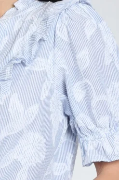 Neo Noir Manet blouse Blouse korte mouw Licht blauw