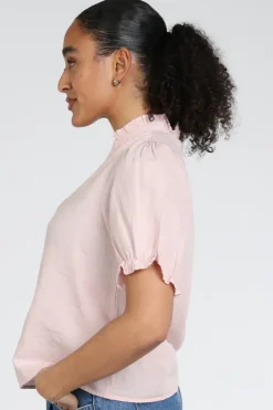 Neo Noir Odesa linen blouse Blouse korte mouw Roze