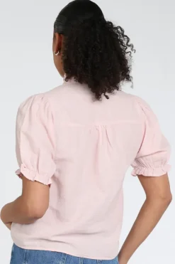 Neo Noir Odesa linen blouse Blouse korte mouw Roze