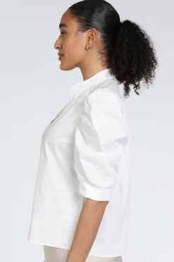 Neo Noir Roella Poplin blouse Blouse korte mouw Wit