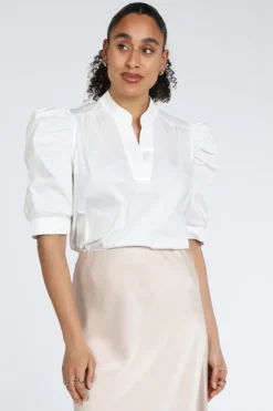 Neo Noir Roella Poplin blouse Blouse korte mouw Wit