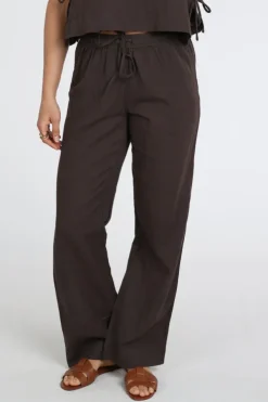 Neo Noir Sonar Linen pants Broek Donker bruin