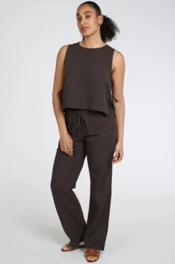 Neo Noir Svetlana linen top Top Donker bruin