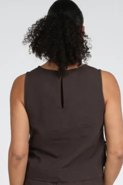 Neo Noir Svetlana linen top Top Donker bruin