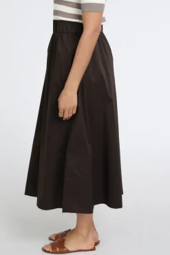 Neo Noir Yara Poplin skirt Rok wijd lang Bruin