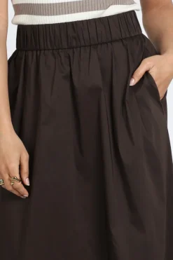 Neo Noir Yara Poplin skirt Rok wijd lang Bruin