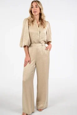 Nukus NKS02140 Blouse korte mouw Beige