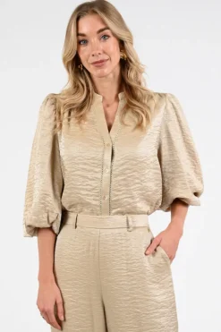 Nukus NKS02140 Blouse korte mouw Beige