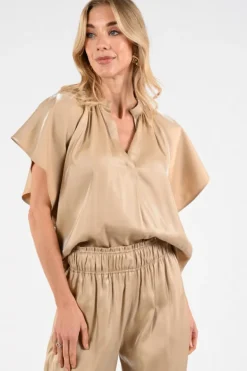 Nukus NKS01131 Blouse korte mouw Camel
