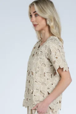 Nukus NKS01181 Blouse korte mouw Camel