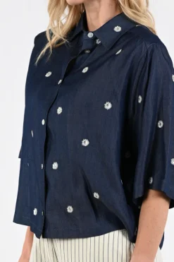 Nukus NKS02211 Blouse korte mouw Dark blue denim