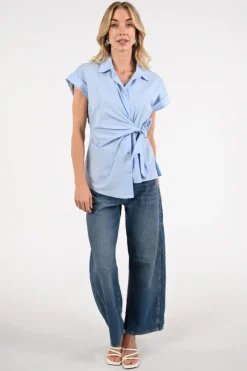 Nukus NKS01156 Blouse korte mouw Licht blauw