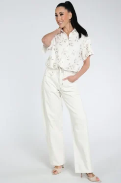 Nukus NKS02207 Blouse korte mouw Off white