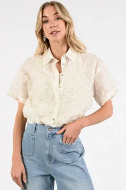 Nukus NKS02199 Blouse korte mouw Off white